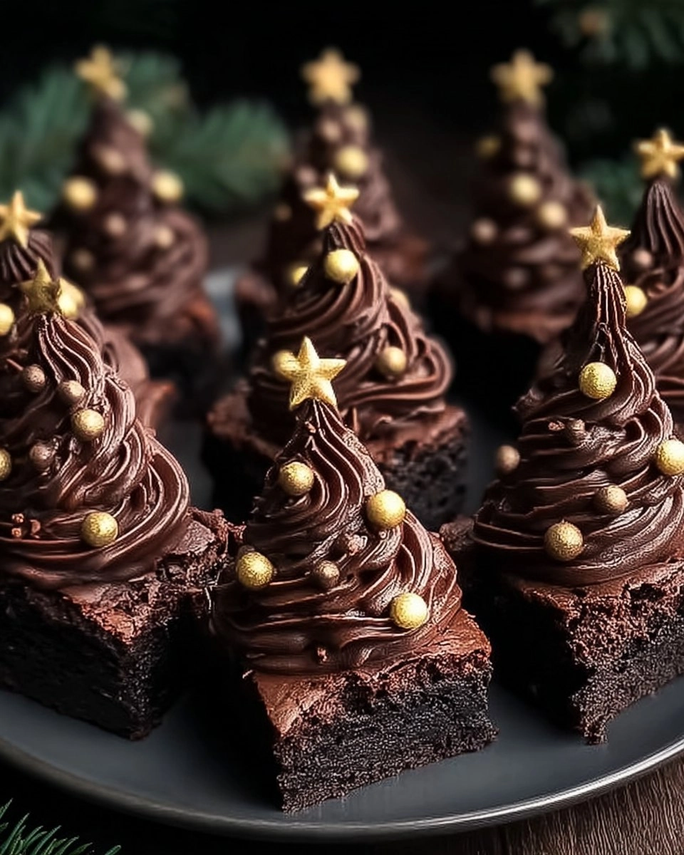 Christmas Tree Brownies with Chocolate Buttercream Bliss