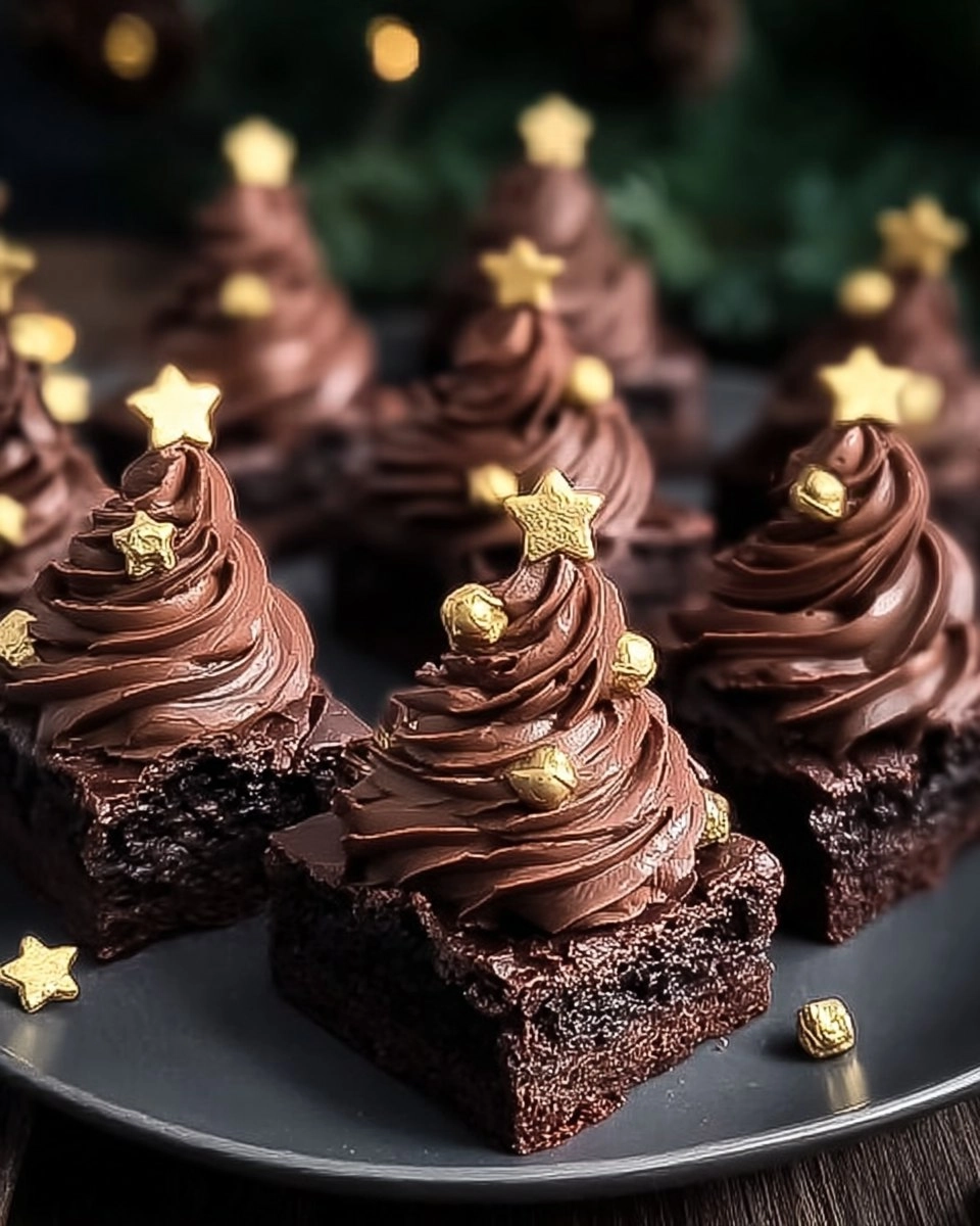 Christmas Tree Brownies with Chocolate Buttercream Bliss
