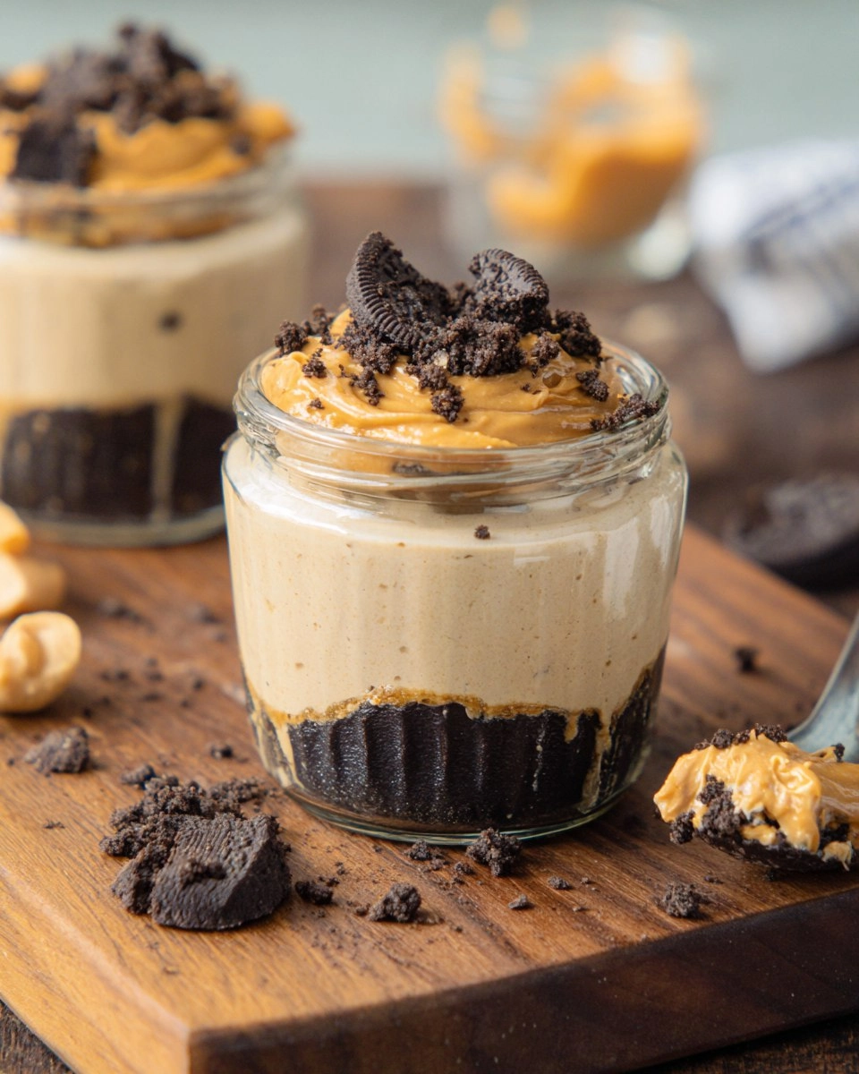 Creamy Peanut Butter Dessert Cups with Oreo Crumbs