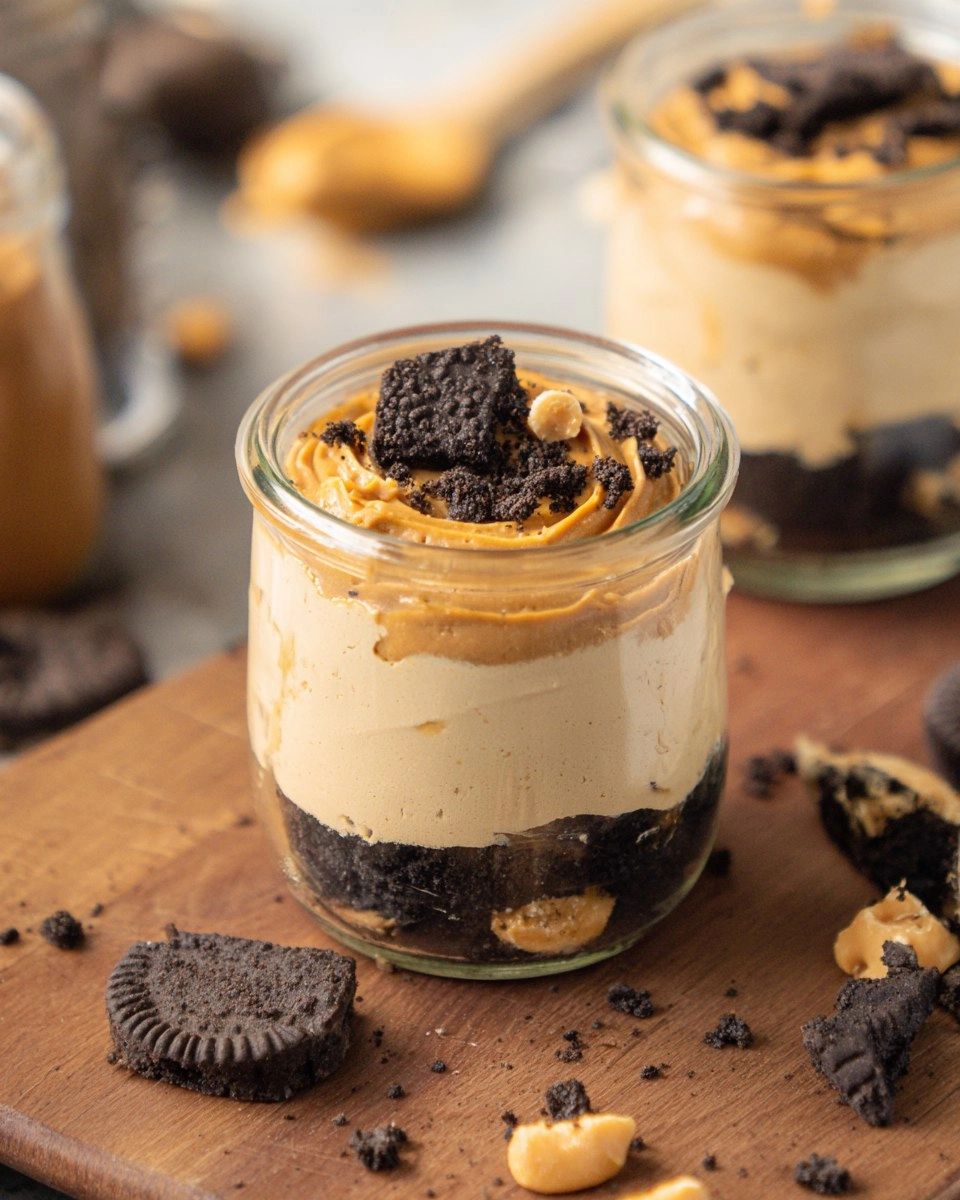 Creamy Peanut Butter Dessert Cups with Oreo Crumbs