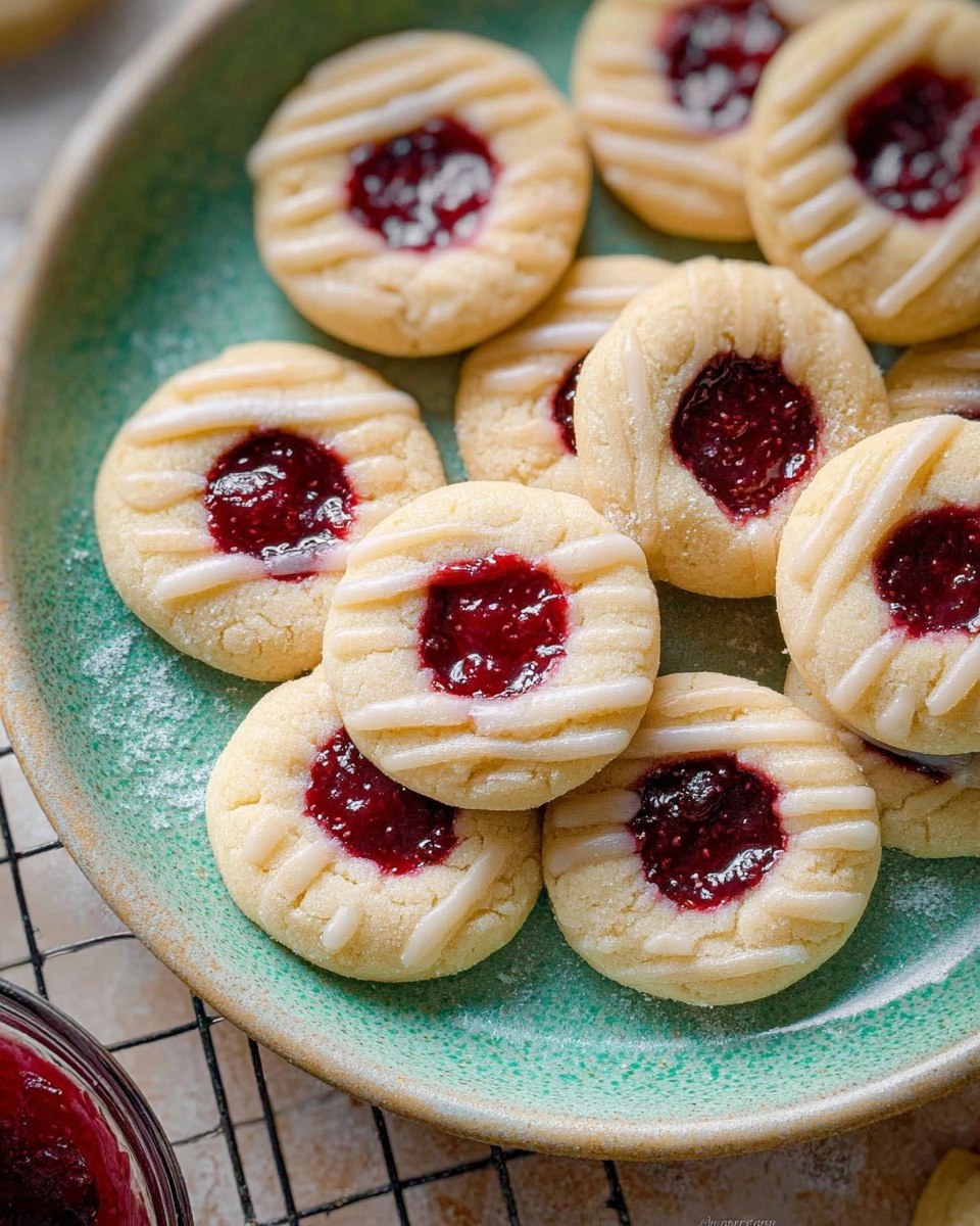 Raspberry Almond Thumbprint Cookies