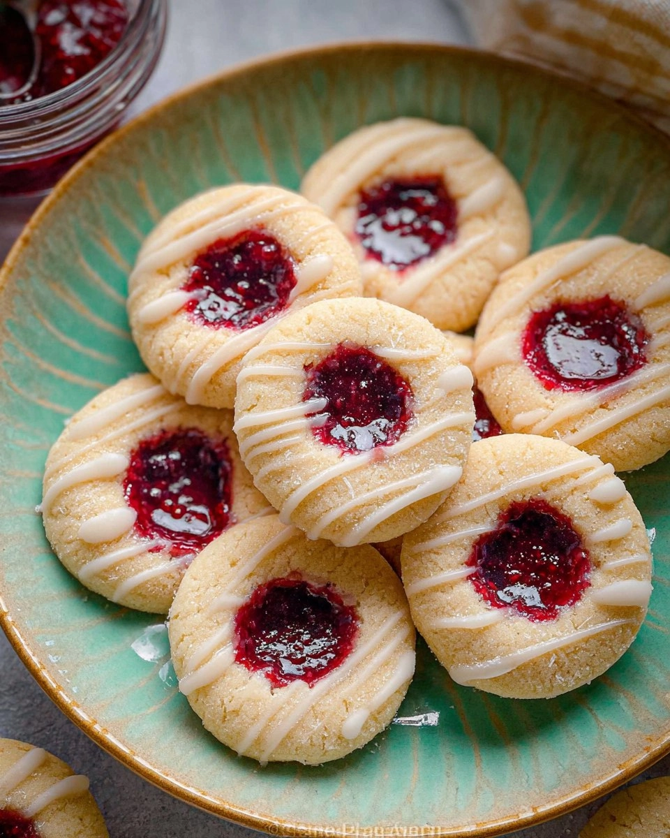 Raspberry Almond Thumbprint Cookies