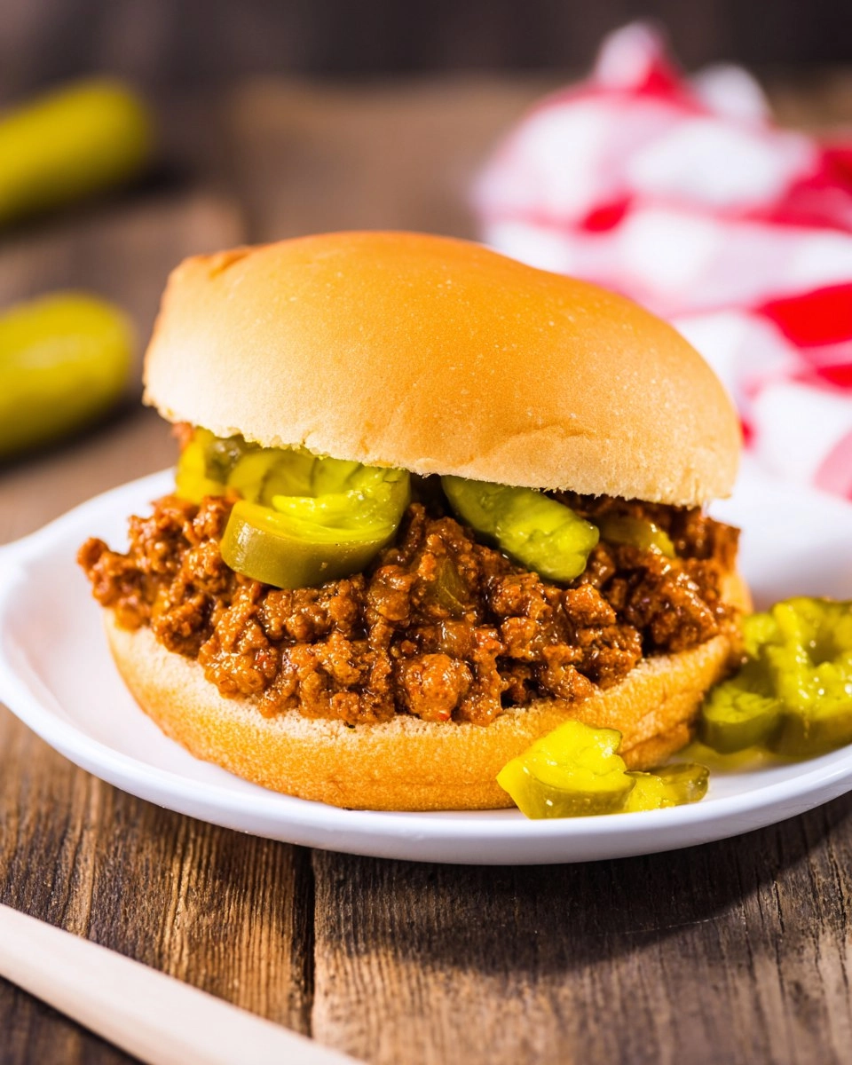 Tangy Dill Pickle Sloppy Joes Made Easy in the Slow Cooker