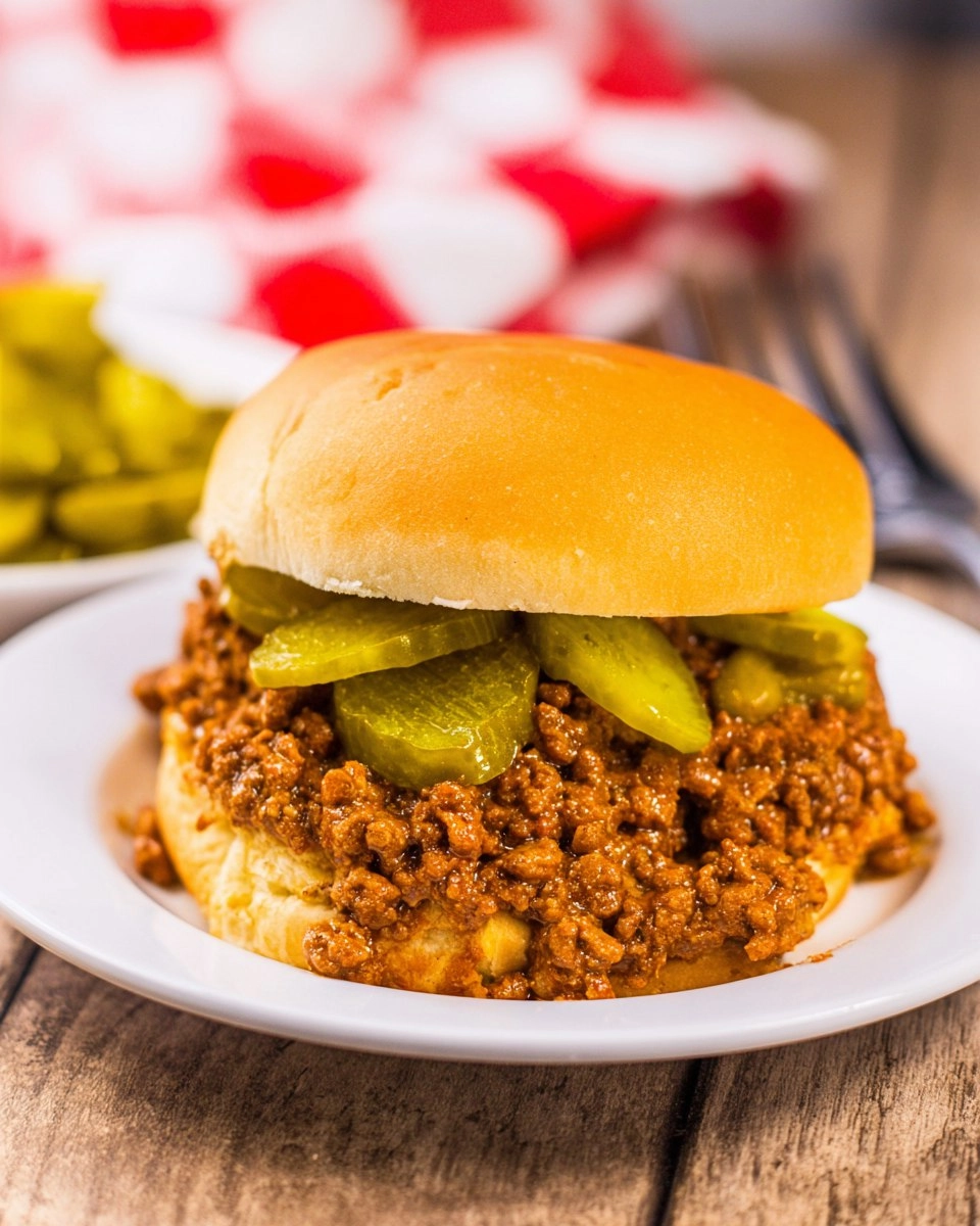 Tangy Dill Pickle Sloppy Joes Made Easy in the Slow Cooker