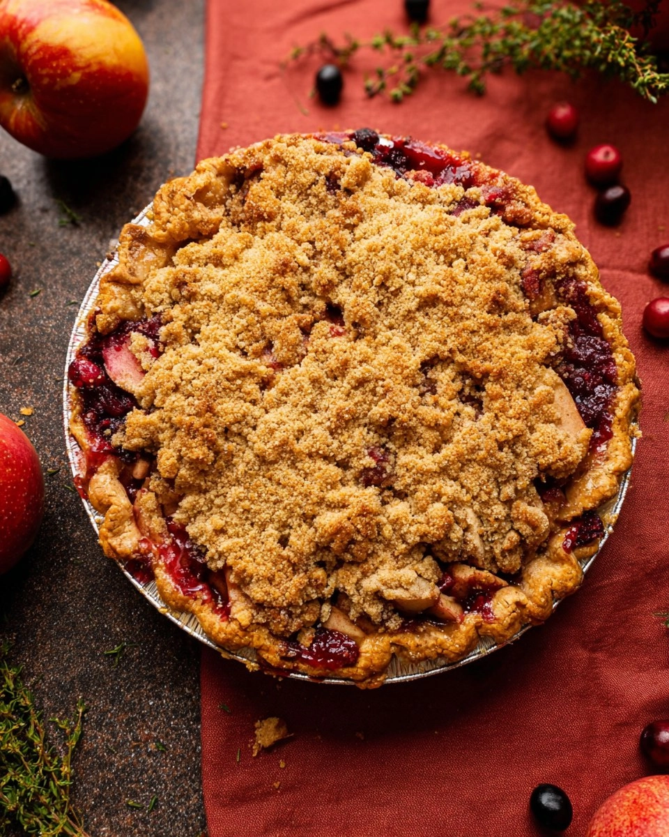 Vegan Apple Cranberry Crumble Pie