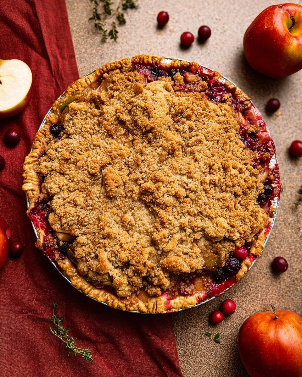 Vegan Apple Cranberry Crumble Pie