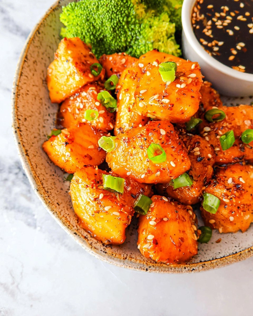 Air Fryer Honey Garlic Salmon Bites