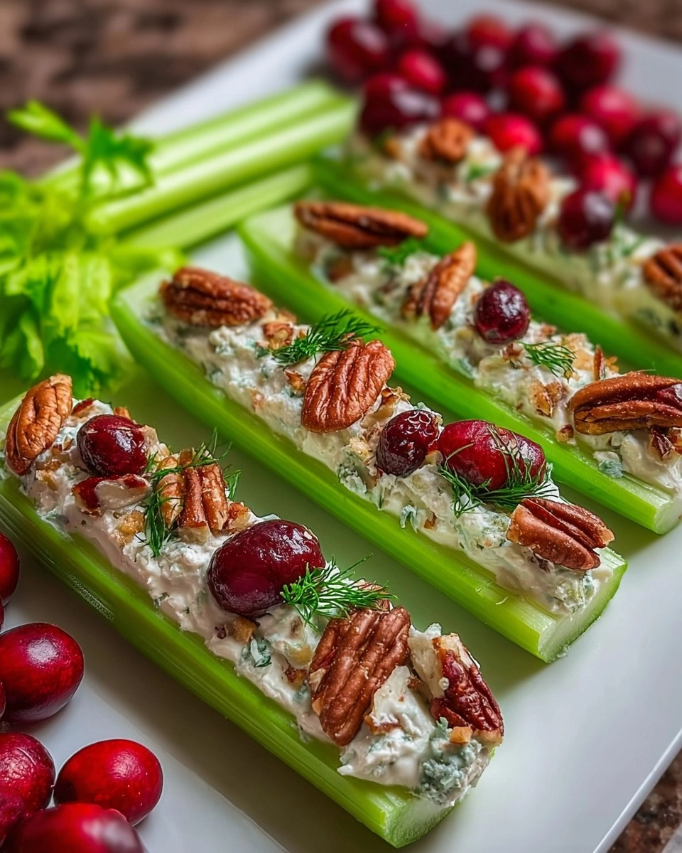 Cranberry Pecan Holiday Celery Boats