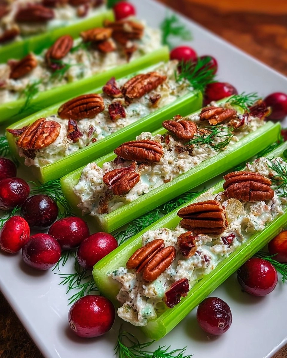 Cranberry Pecan Holiday Celery Boats