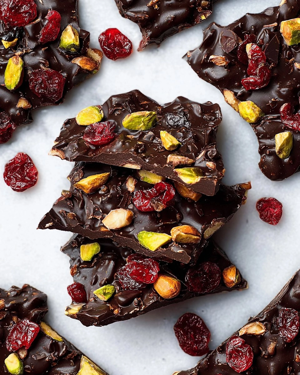 Dark Chocolate Bark with Pistachios and Cranberries