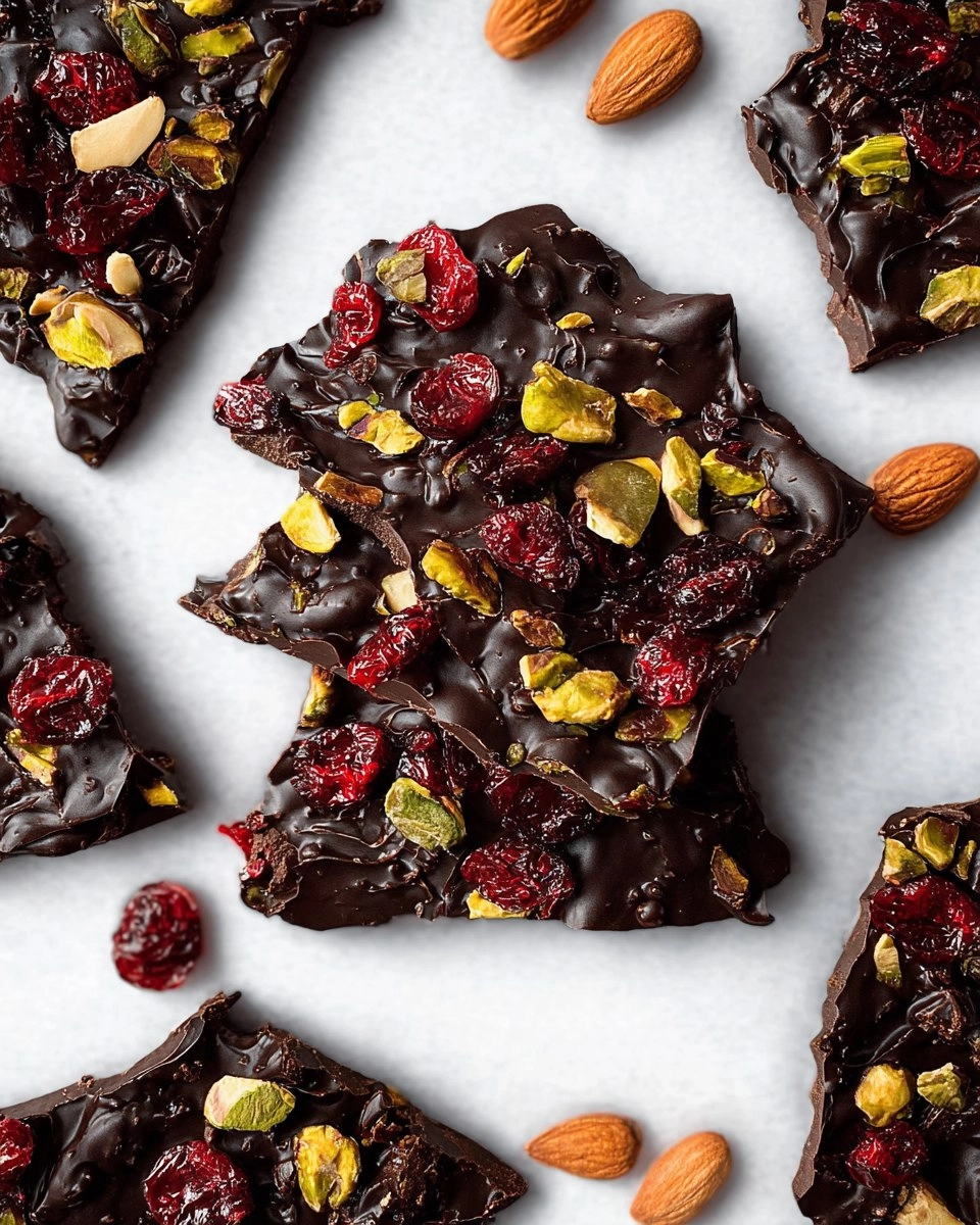 Dark Chocolate Bark with Pistachios and Cranberries