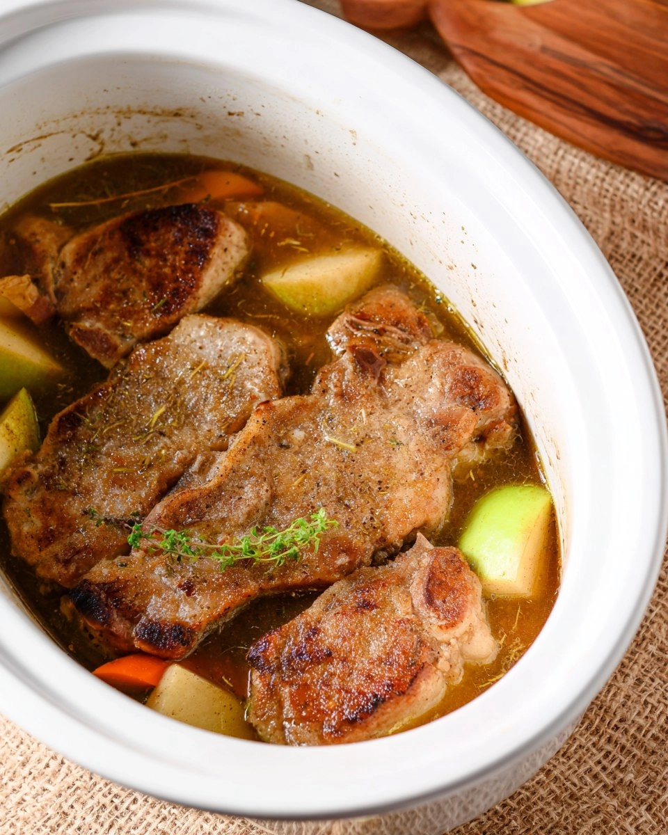 Fall-Apart Tender Crockpot Apple Pork Chops