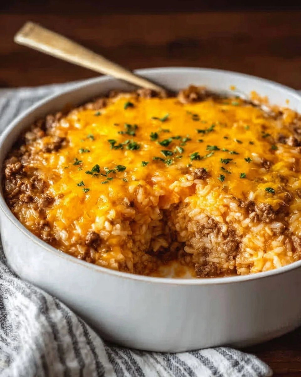 Healthy Cheesy Ground Beef Rice Casserole