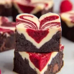 Heart-Shaped-Brownies-with-Raspberry-Swirl-and-Cheesecake-Topping-Recipe