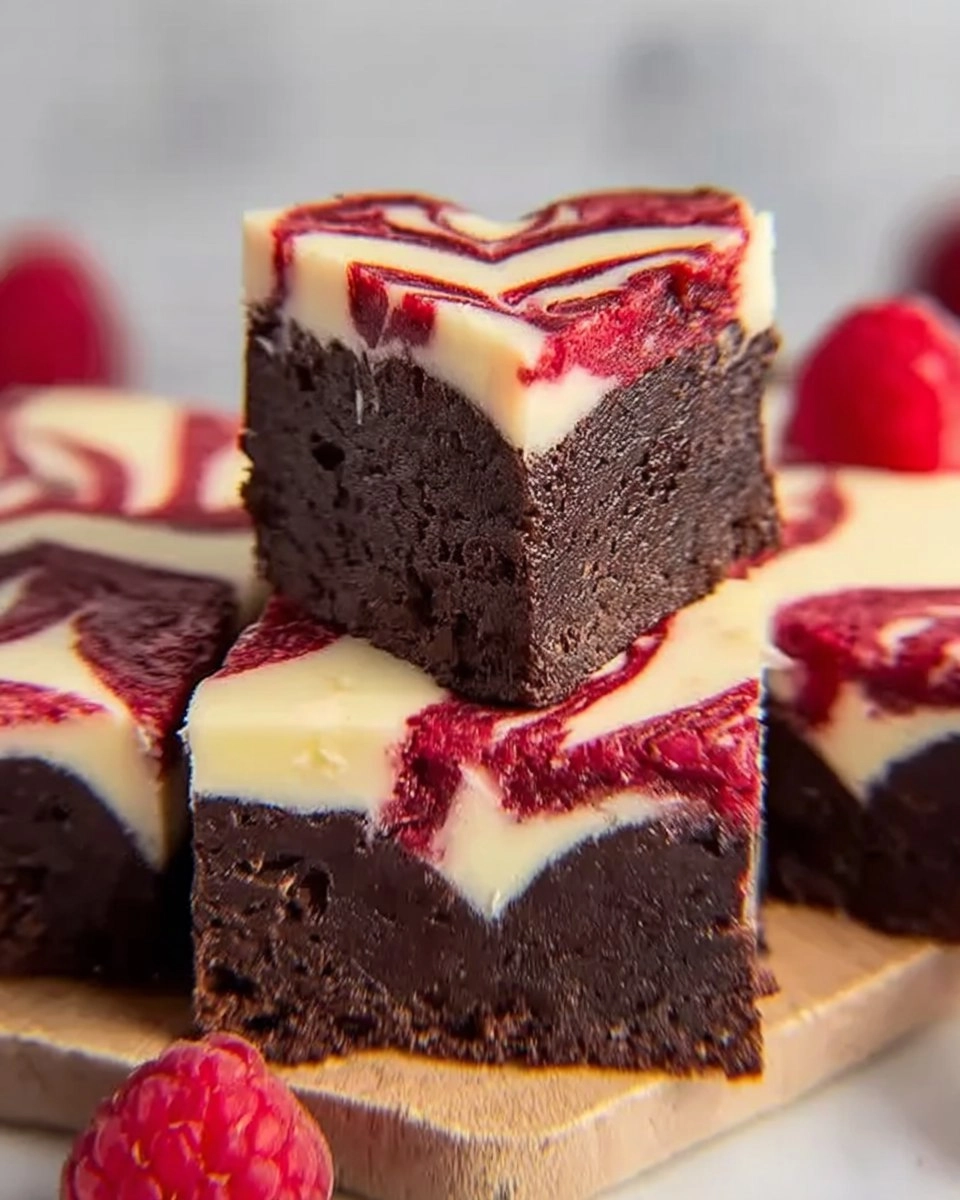 Heart Shaped Brownies with Raspberry Swirl and Cheesecake Topping