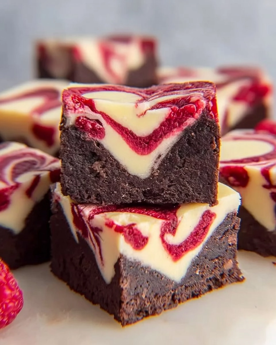 Heart Shaped Brownies with Raspberry Swirl and Cheesecake Topping