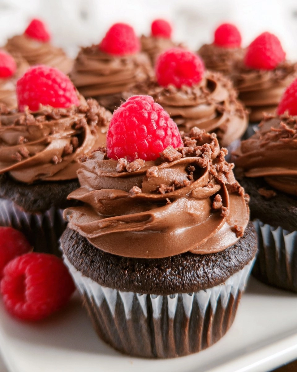 Soft Chocolate Cupcakes with Sweet Raspberry Filling