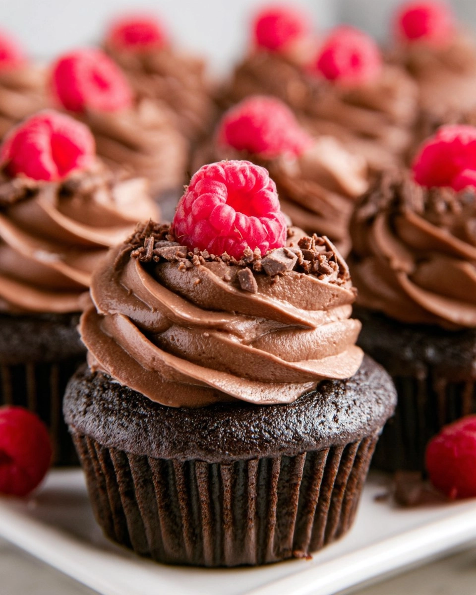 Soft Chocolate Cupcakes with Sweet Raspberry Filling
