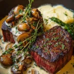 Steak-with-Bourbon-Garlic-Cream-Sauce-Recipe