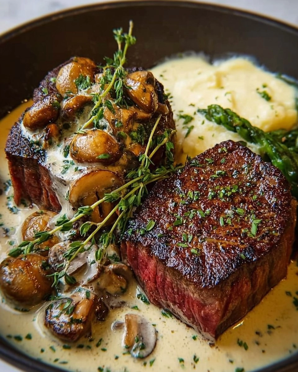 Steak-with-Bourbon-Garlic-Cream-Sauce-Recipe