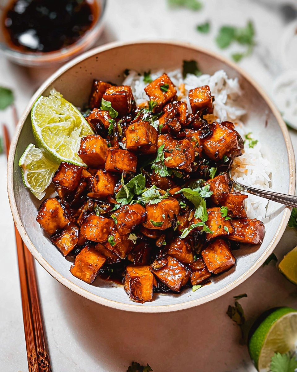 Sticky Panfried Garlic Lime Tofu