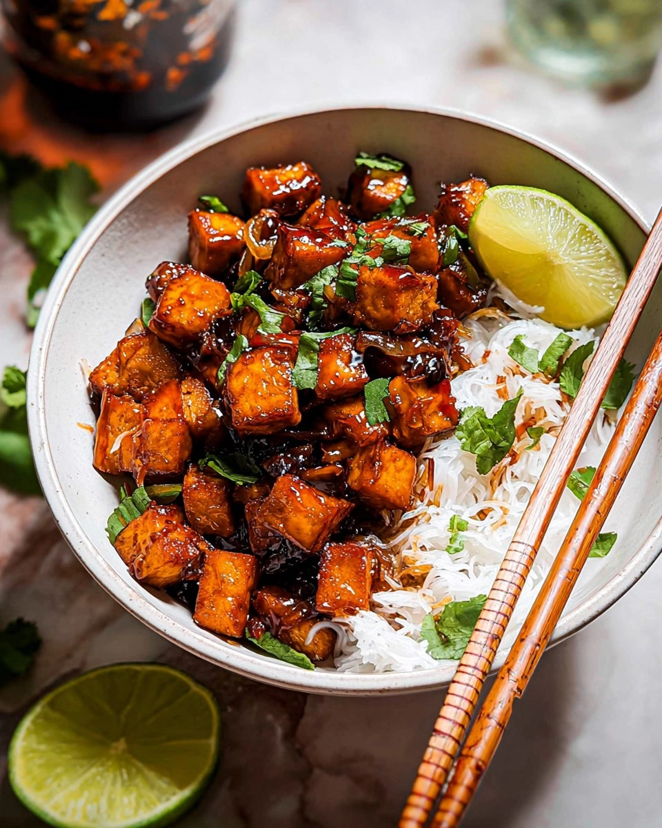 Sticky Panfried Garlic Lime Tofu