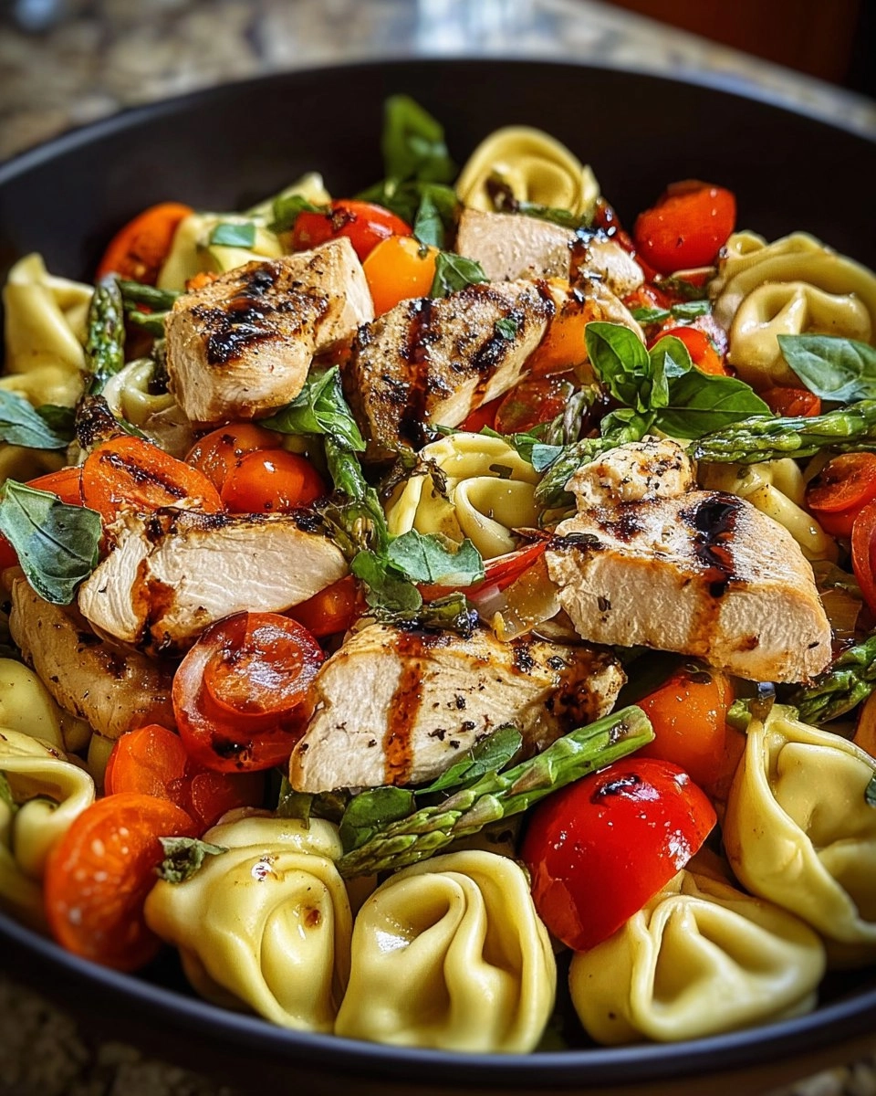 Warm Balsamic Chicken Tortellini Salad