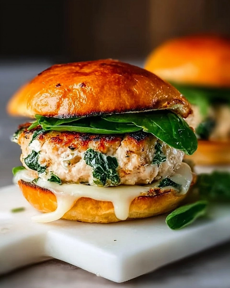 White Cheddar Spinach Chicken Burgers