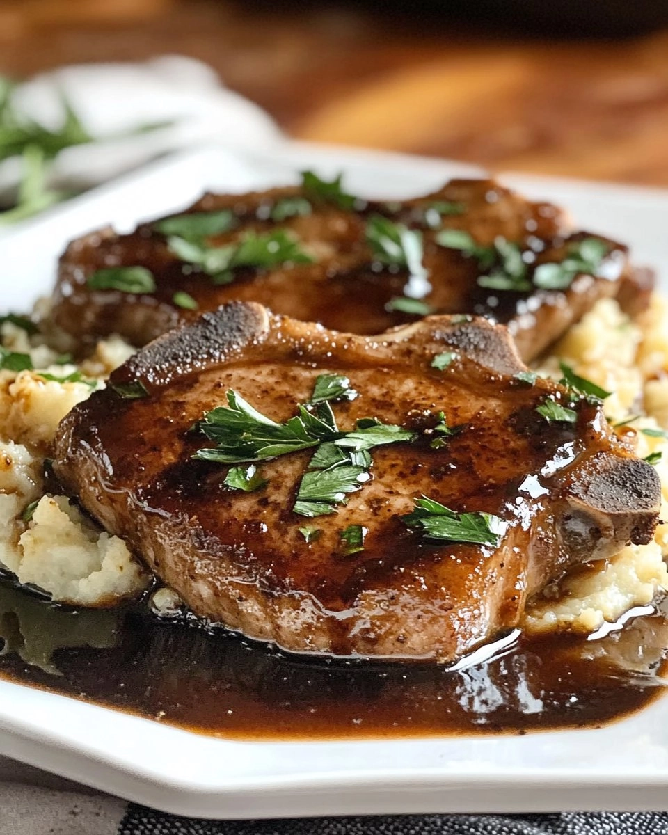 Balsamic Pork Chops with Cauli Mash