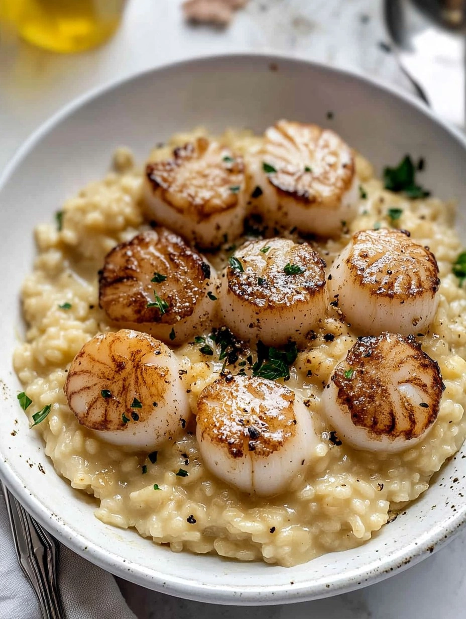 Champagne Risotto with Brown Butter Scallops