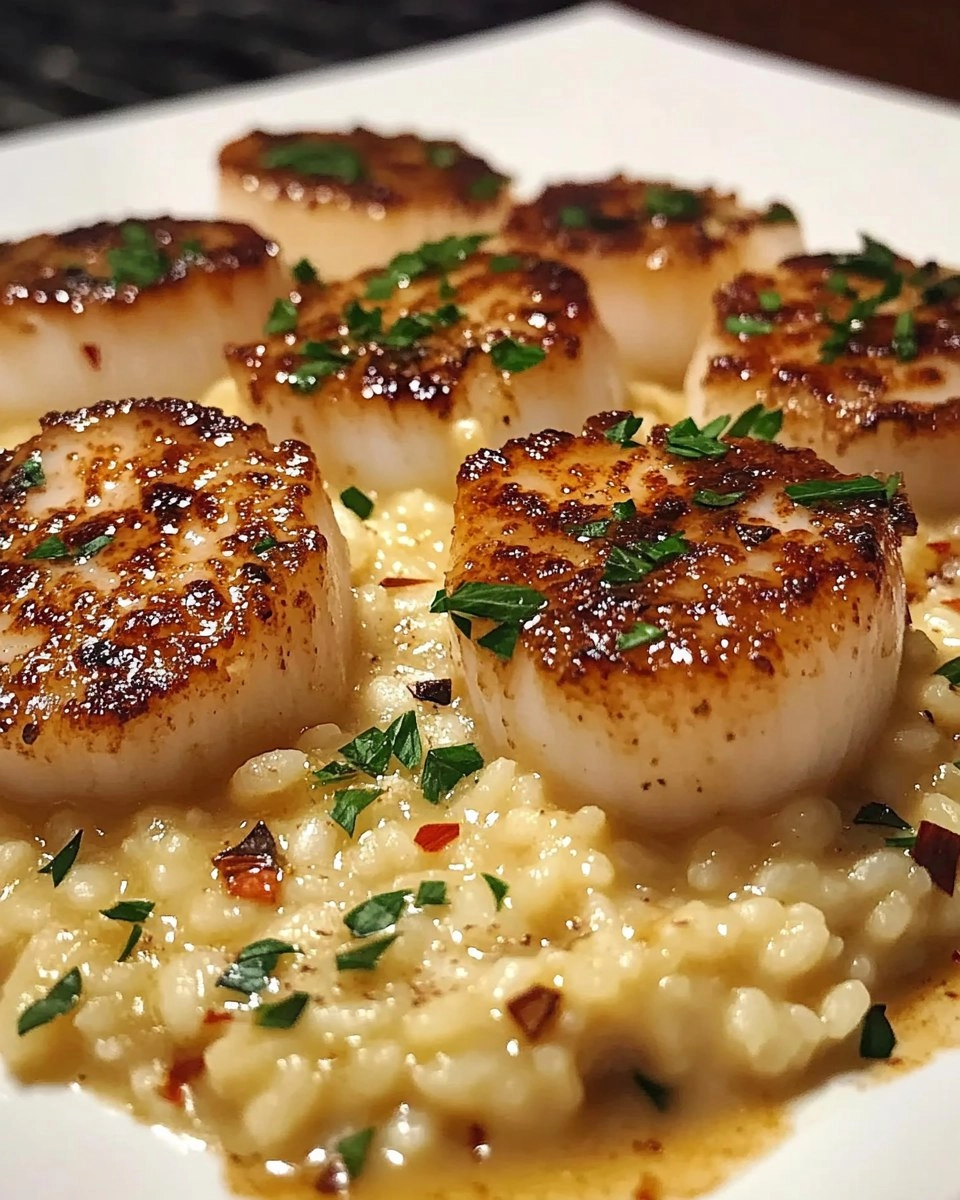 Champagne Risotto with Brown Butter Scallops