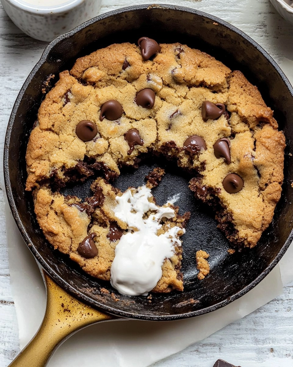 Chewy Gooey Chocolate Chip Skillet Cookie