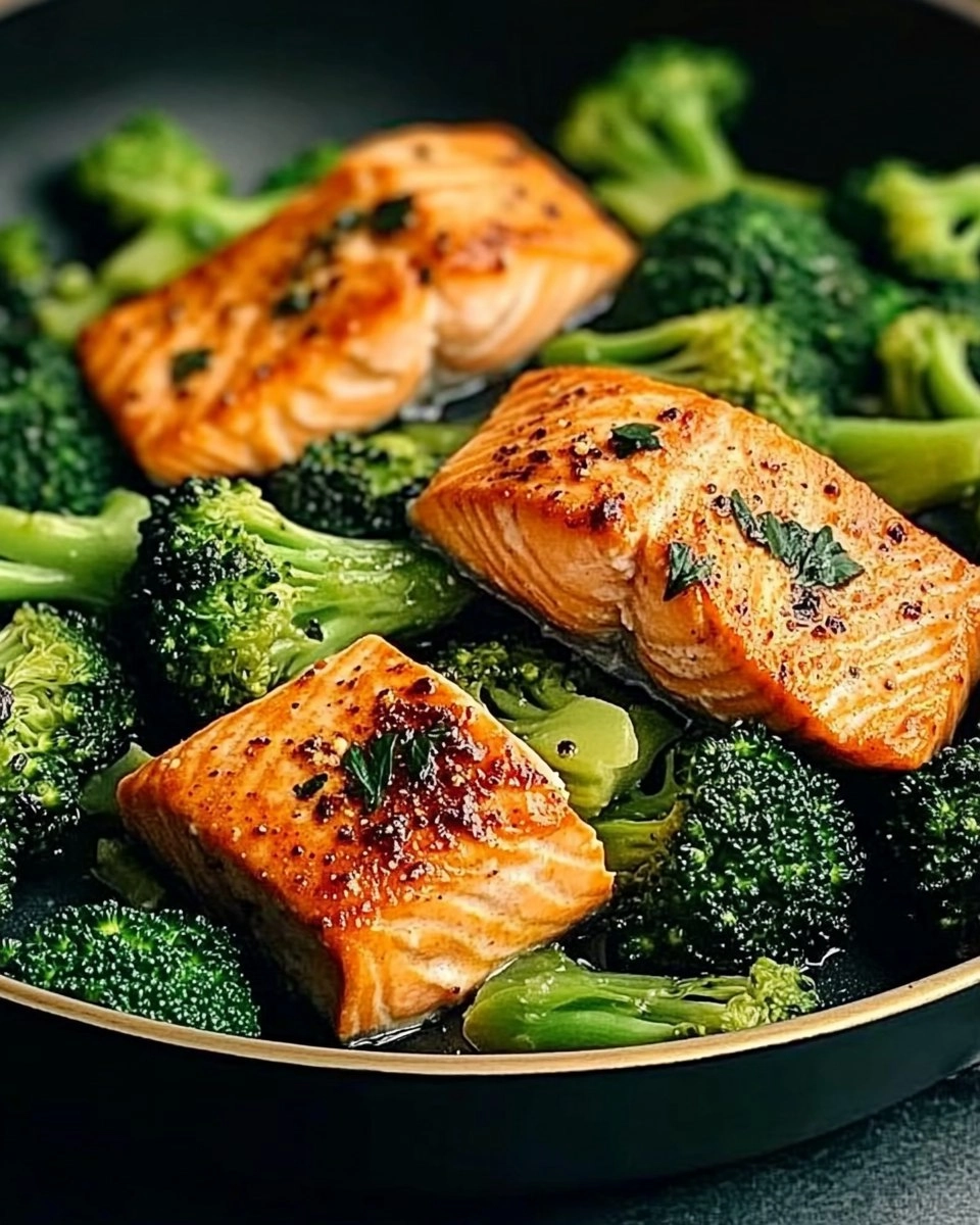 One-Skillet Garlicky Salmon & Broccoli