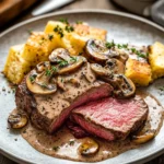 Pink-Roasted-Steak-with-Mushroom-Sauce-Recipe