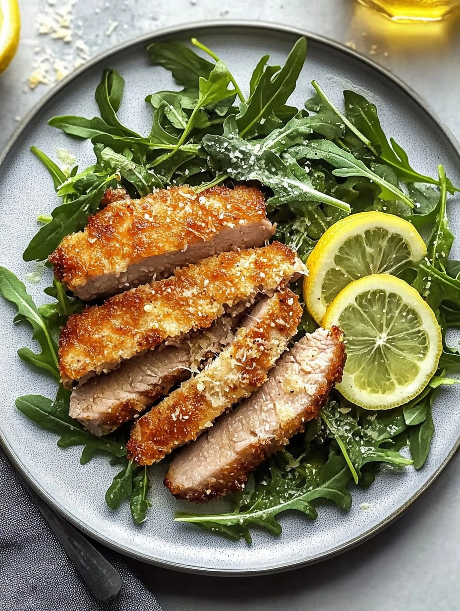 Pork Milanese with Lemon Parmesan Arugula