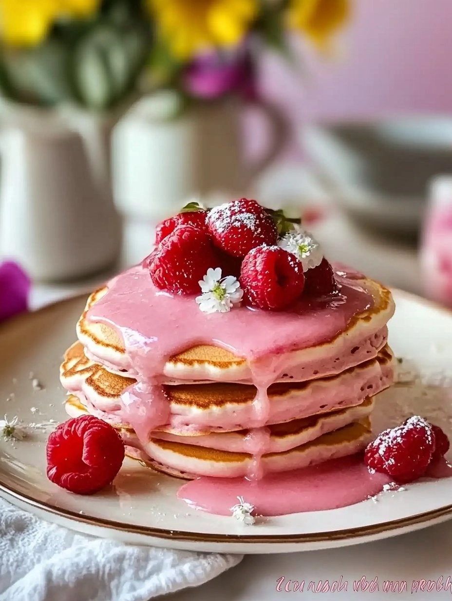 Romantic Brunch Ideas Pink Pancakes