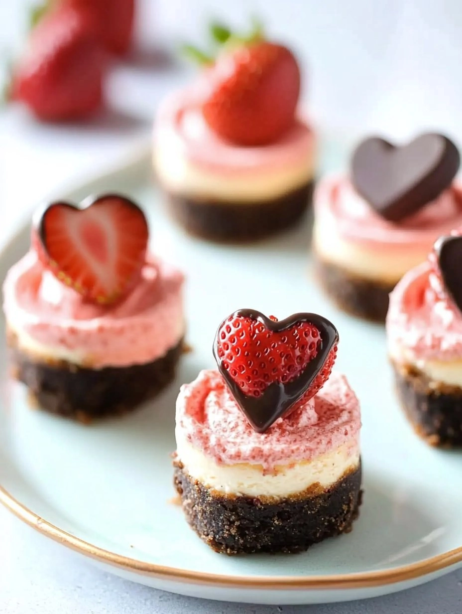 Valentine’s Day Chocolate Strawberry Mini Cheesecakes 92 Valentine’s Day Chocolate Strawberry Mini Cheesecakes