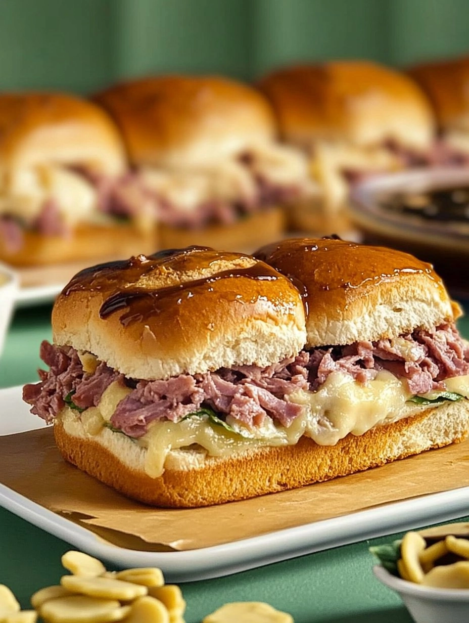 Baked Reuben Sliders with Thousand Island Glaze
