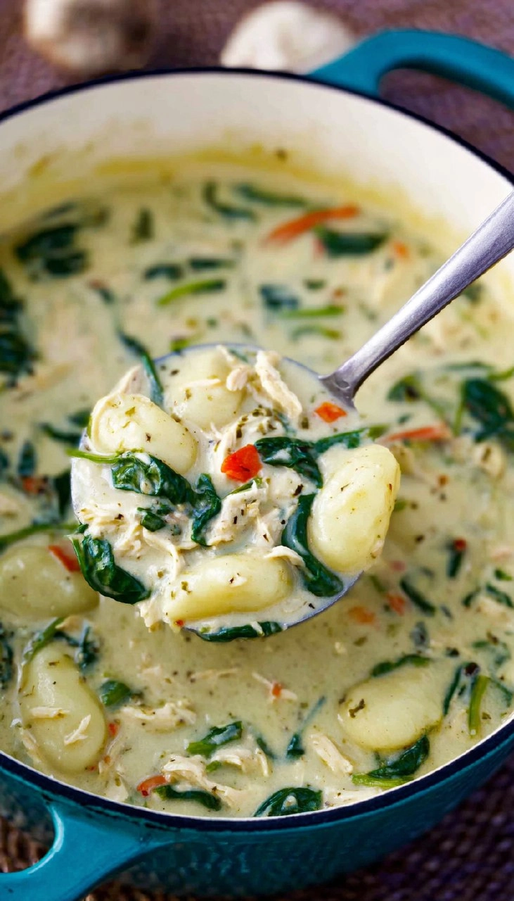 Creamy Chicken & Gnocchi Soup with Spinach