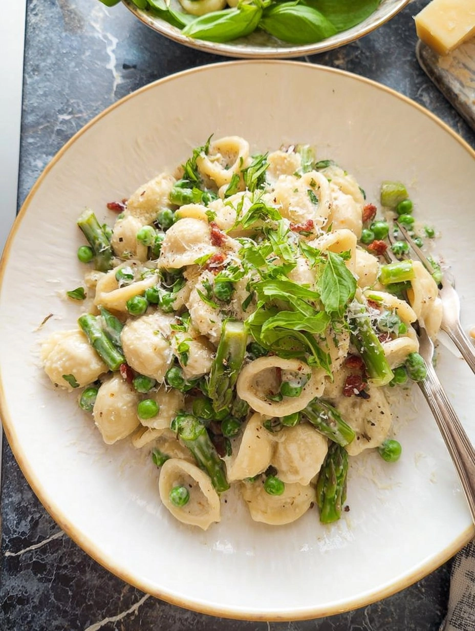 Creamy Lemon Asparagus Pasta with Peas & Parmesan