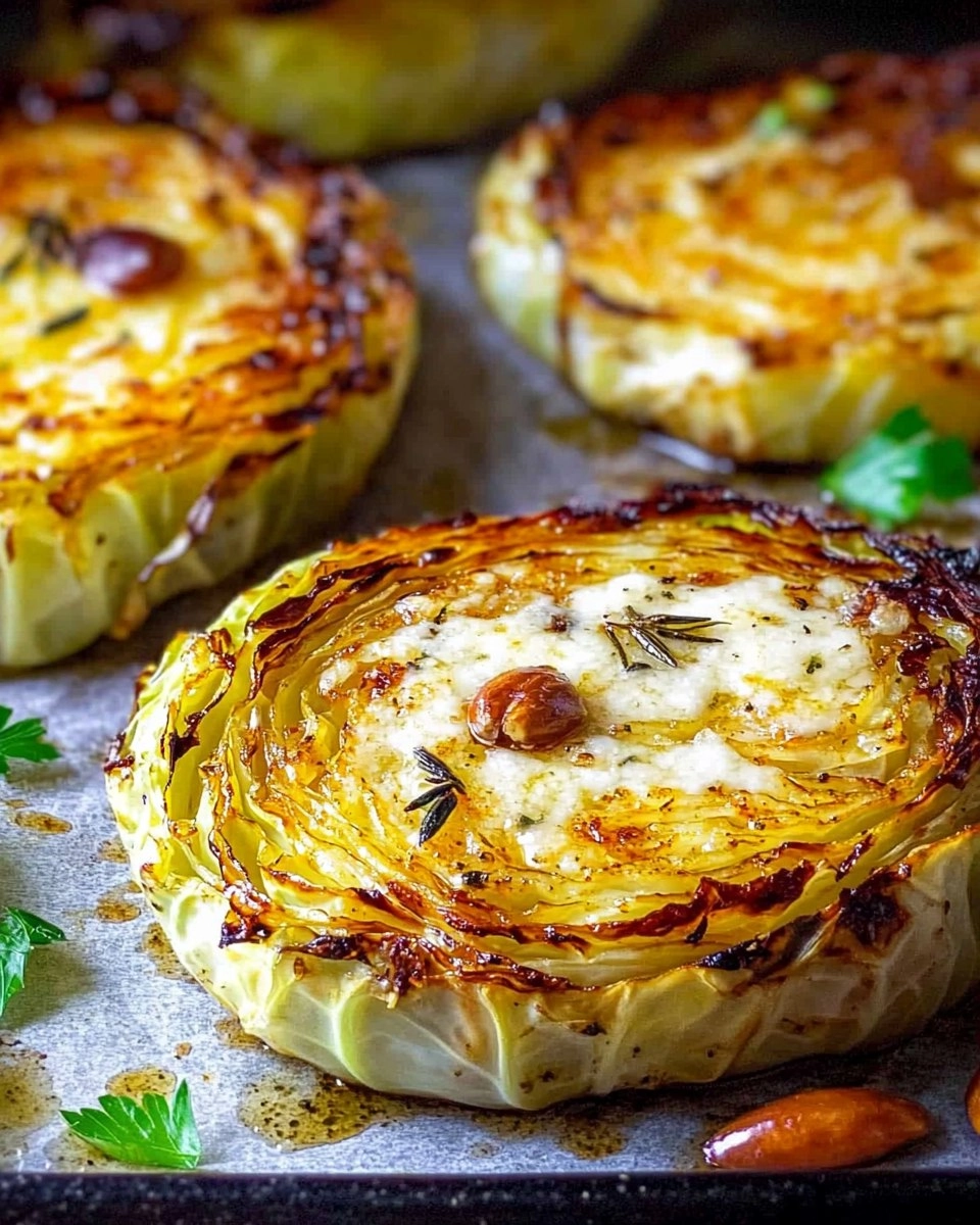 Crispy Roasted Parmesan Cabbage Steaks with Garlic Herb Butter