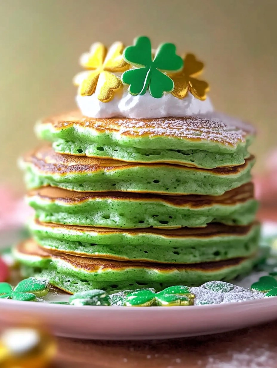 Fluffy St. Patricks Day Green Buttermilk Pancakes