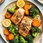 Honey-Garlic-Sheet-Pan-Salmon-with-Broccoli-Carrots-Recipe