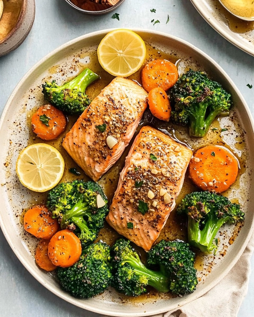 Honey-Garlic-Sheet-Pan-Salmon-with-Broccoli-Carrots-Recipe