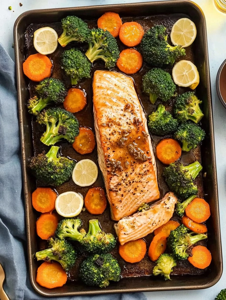 Honey Garlic Sheet-Pan Salmon with Broccoli & Carrots