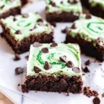 Mint-Chocolate-Chip-Brownies-with-Green-Swirl-Frosting-Recipe
