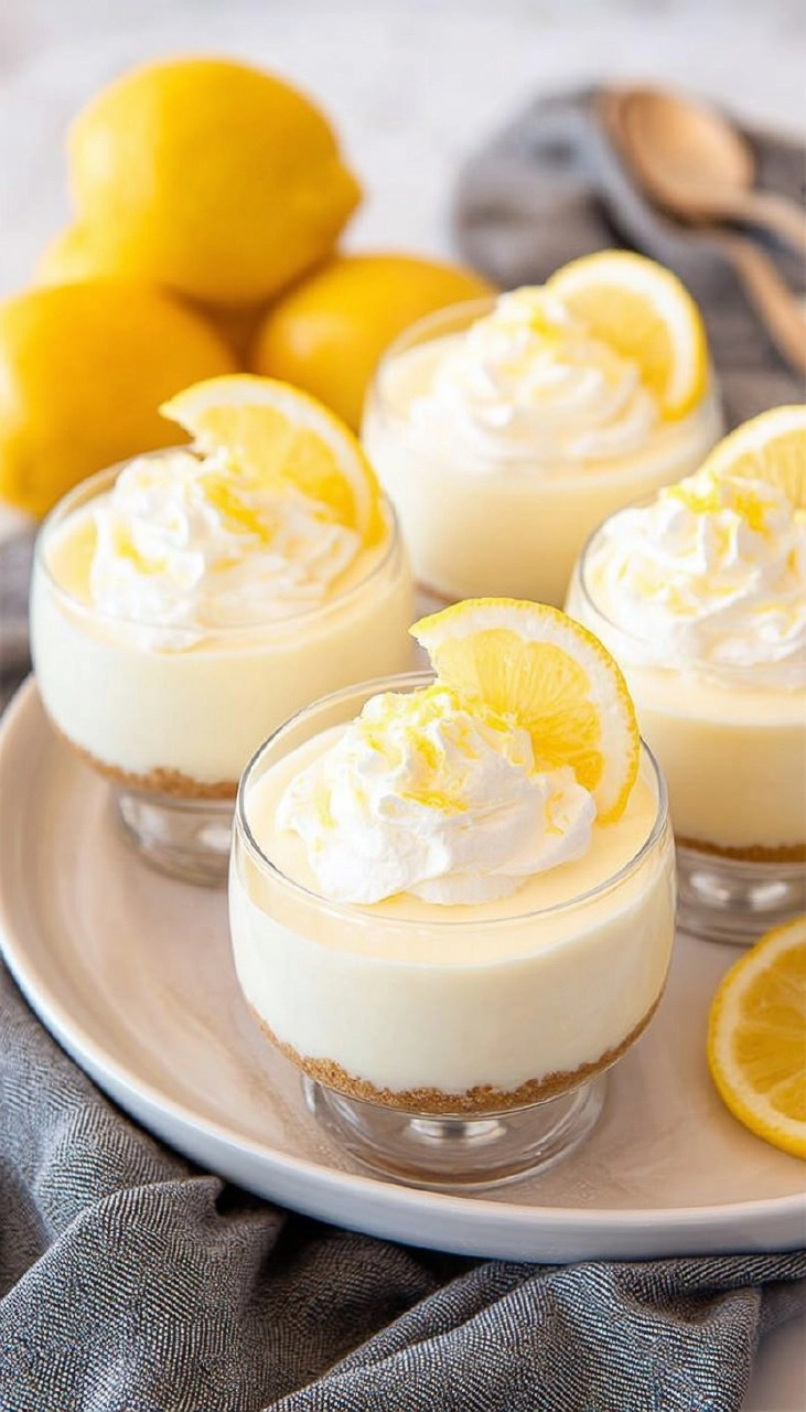 No-Bake Lemon Cheesecake Cups with Vanilla Cookie Crust