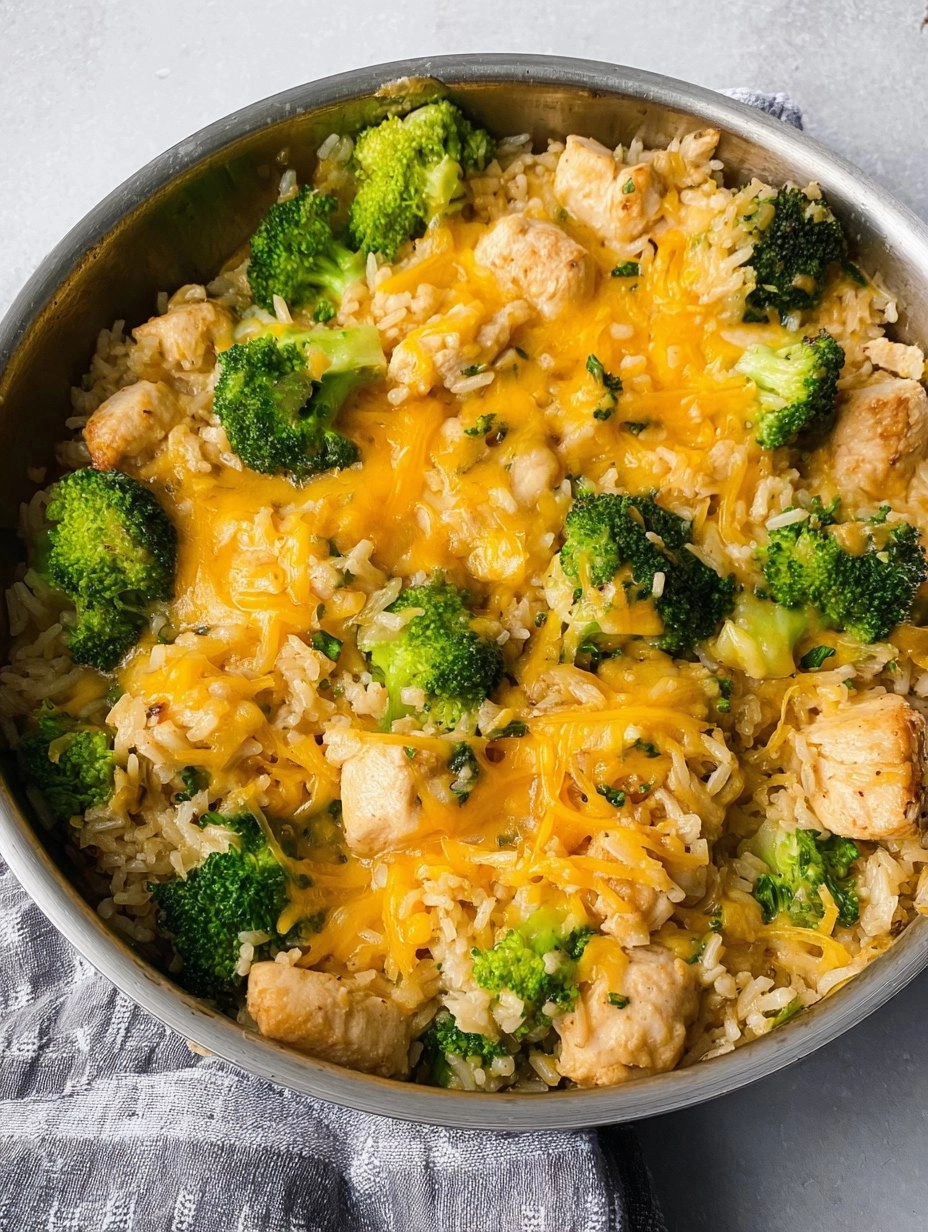 One Pan Cheesy Chicken Broccoli and Rice