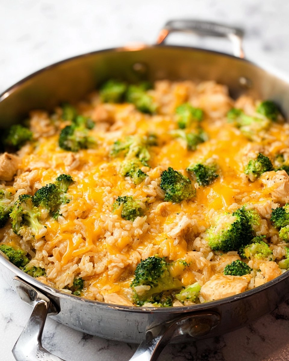 One Pan Cheesy Chicken Broccoli and Rice