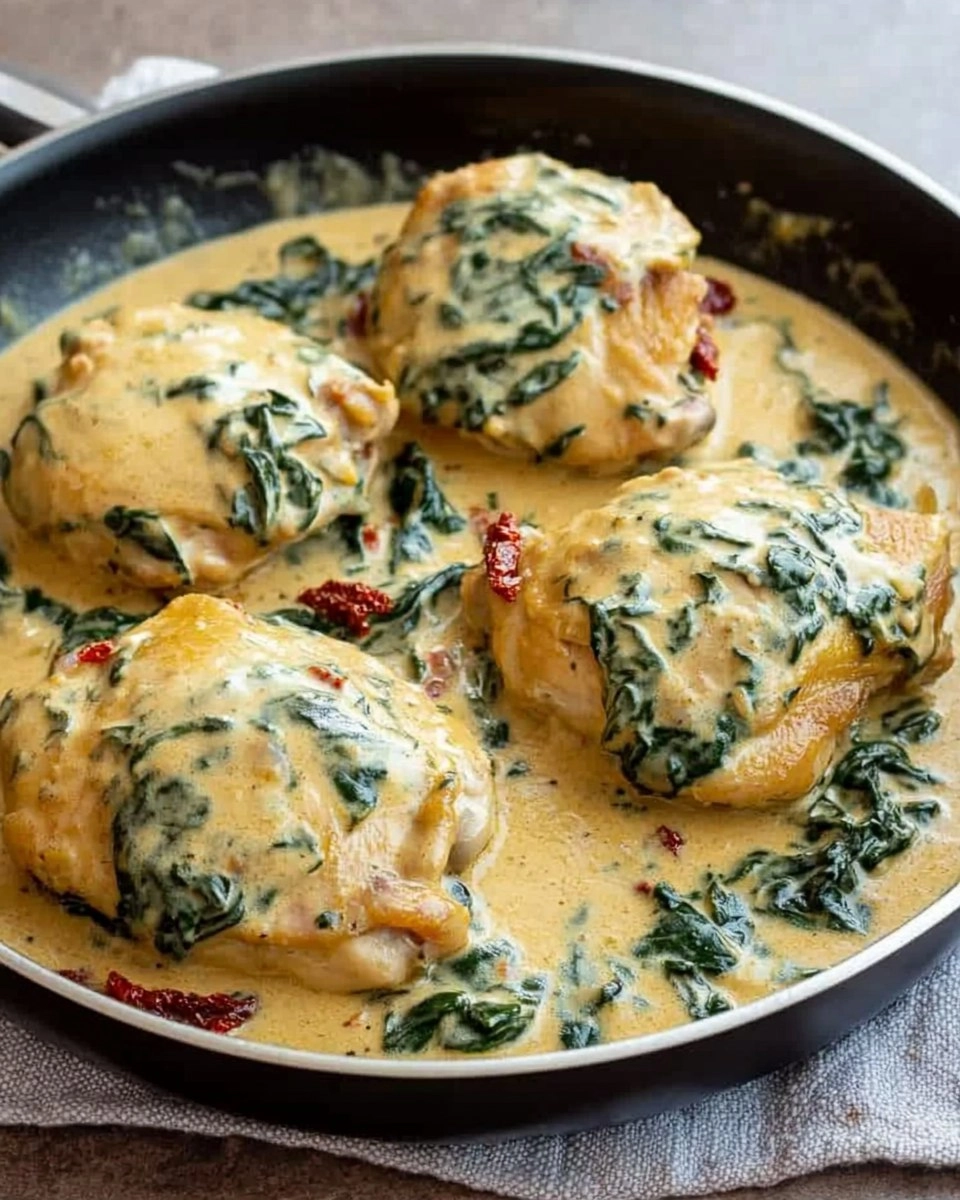 One-Pan Creamy Tuscan Chicken Thighs with Spinach & Sun-Dried Tomatoes 151 One-Pan Creamy Tuscan Chicken Thighs with Spinach & Sun-Dried Tomatoes